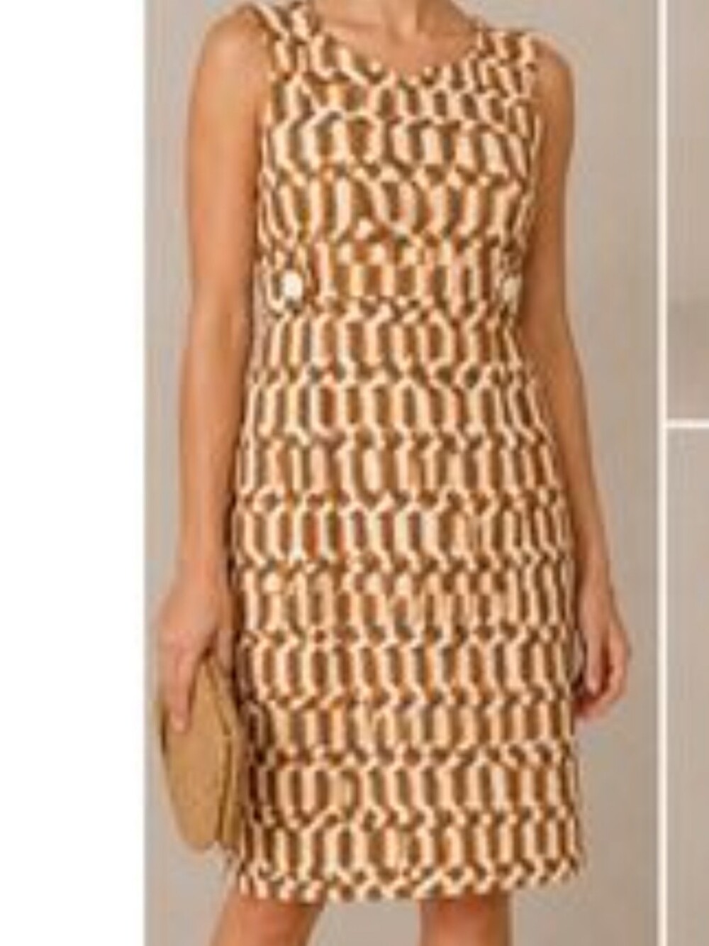 Banana Republic Orange, Brown and Cream Geometric Sleeveless Dress